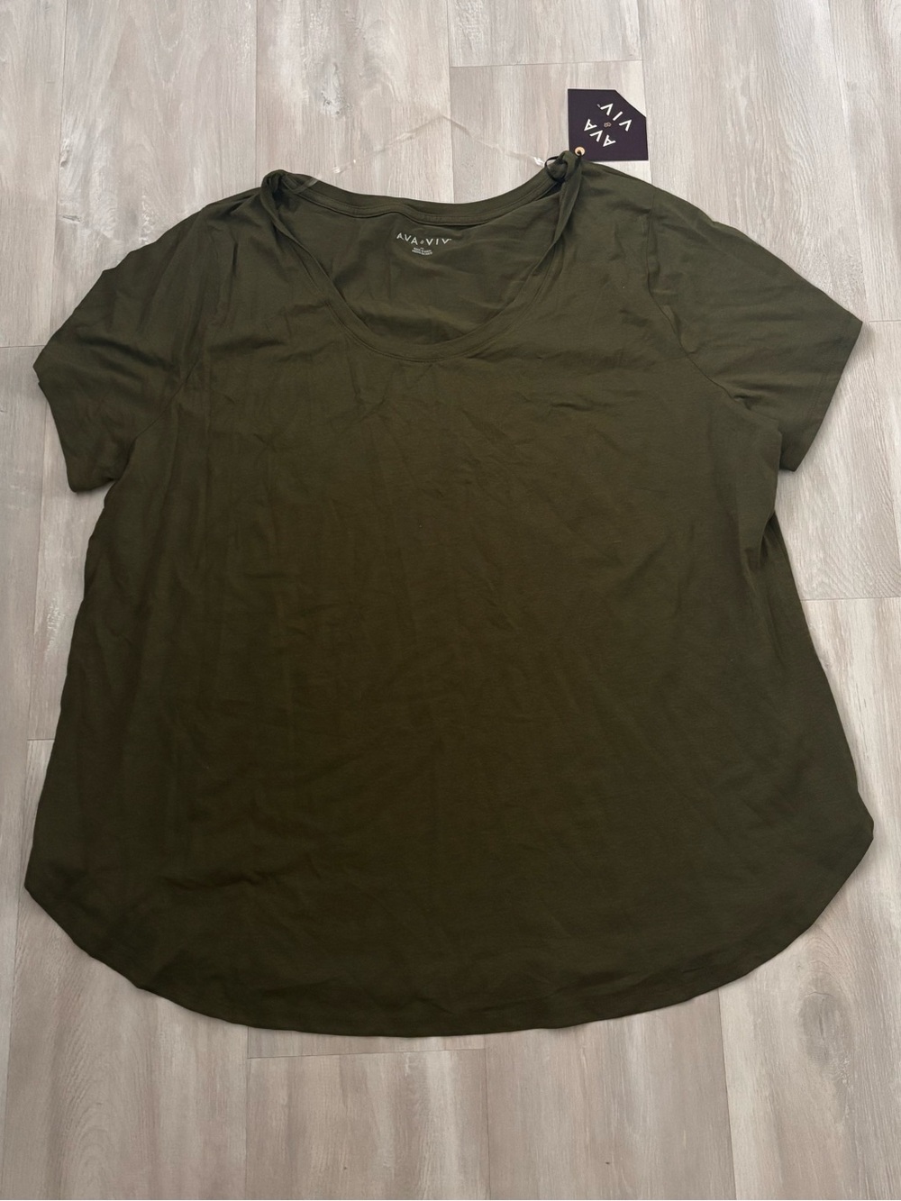 Ava & Viv Olive Green Scoop Neck Short Sleeve Tee NWT 2X